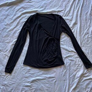 Lululemon Black Long Sleeve V-Neck Faux Wrap Top (Align/Nulu Feel)
